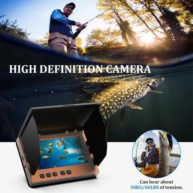 Alt view image 7 of 7 - Underwater Fishing Camera, 4.3 Inch LCD, Infrared Night Vision, Wide Angle IP68 Waterproof Portable Fish Camera for Ice, Lake, Boat & Kayak Fishing (Gold)