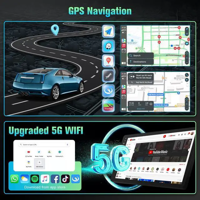 Alt view image 3 of 7 - for Toyota Corolla 2003 2004 2005 2006 2007 2008 Radio with Wireless Carplay Android Auto, 9" Touch Screen Car Stereo for Corolla with in-Dash WiFi, GPS, BT, FM, SWC, Backup Camera - 2+32GB