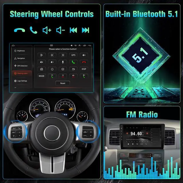 Alt view image 5 of 7 - for Toyota Corolla 2003 2004 2005 2006 2007 2008 Radio with Wireless Carplay Android Auto, 9" Touch Screen Car Stereo for Corolla with in-Dash WiFi, GPS, BT, FM, SWC, Backup Camera - 2+32GB
