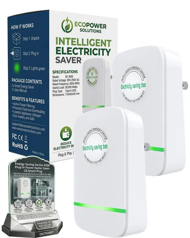 Main image of Energy Saving Device 2026 Plug-in Power Factor Saver Us Smart Plug | Electricity Saving Box for Home & Office 90v-250v 30kw Energy Saver Plug to Reduce Electricity Bill