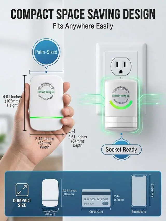 Alt view image 6 of 6 - Energy Saving Device 2026 Plug-in Power Factor Saver Us Smart Plug | Electricity Saving Box for Home & Office 90v-250v 30kw Energy Saver Plug to Reduce Electricity Bill