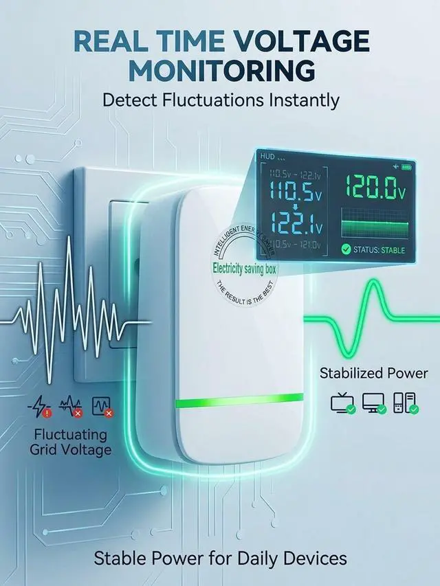 Alt view image 3 of 6 - Energy Saving Device 2026 Plug-in Power Factor Saver Us Smart Plug | Electricity Saving Box for Home & Office 90v-250v 30kw Energy Saver Plug to Reduce Electricity Bill