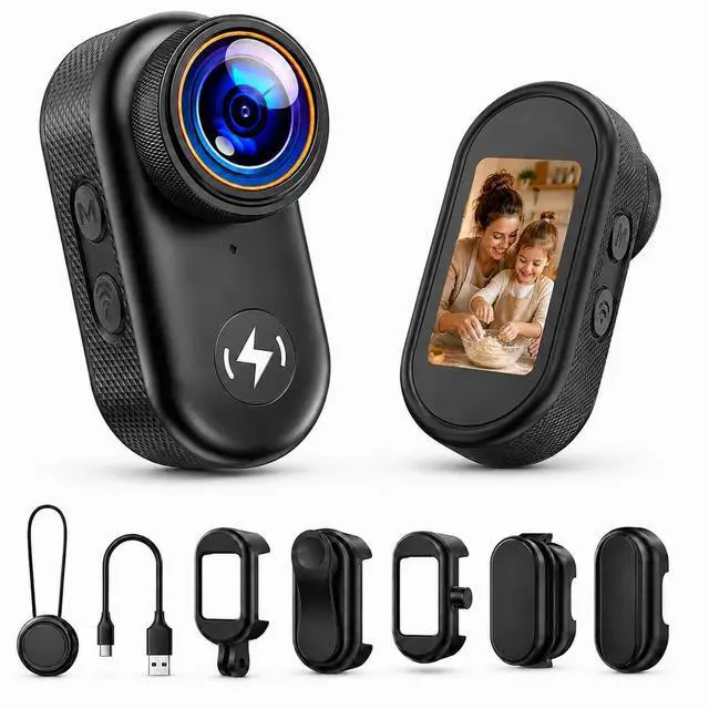 Main image of 4K Mini Body Camera with 64GB Card Thumb Action Camera with 1.47" Screen, WiFi Magnetic Mount Wearable Hands-Free POV Camera for Pet Bike Cycling Sport Vlogging