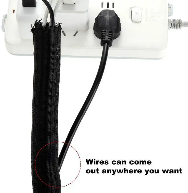 Alt view image 6 of 6 - 3 Pieces Cord Protector Wire Loom Black Tubing Cable Sleeve Split Sleeving for USB Charger Cord Cover Audio Video Cable, Each Size 10 ft 3/4 Inch, 1/2 Inch, 1/4 Inch