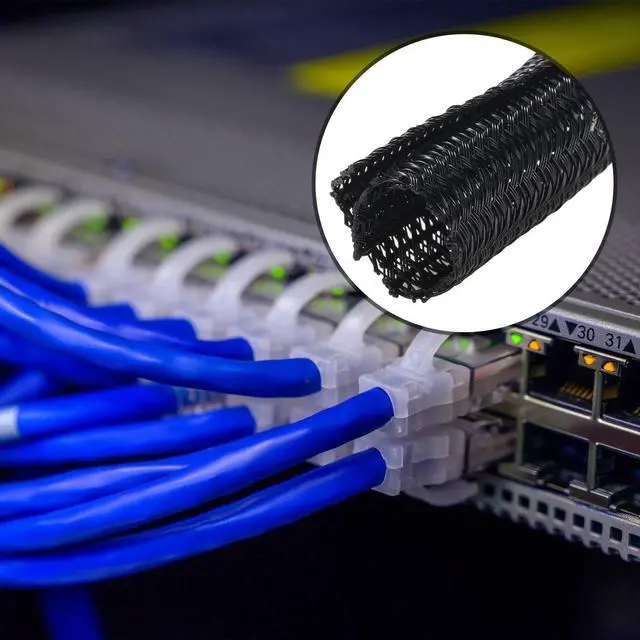Alt view image 5 of 6 - 3 Pieces Cord Protector Wire Loom Black Tubing Cable Sleeve Split Sleeving for USB Charger Cord Cover Audio Video Cable, Each Size 10 ft 3/4 Inch, 1/2 Inch, 1/4 Inch