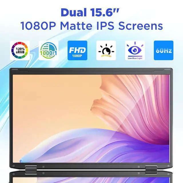 Alt view image 5 of 7 - Laptop Screen Extender, 15.6'' FHD 1080P Dual Portable Monitor with USB C, HDMI, Plug & Play, VESA Mountable, Lightweight, Dual Monitor for Laptop Windows Mac(M1/M2/M3 chip) Android Ps4 Switch