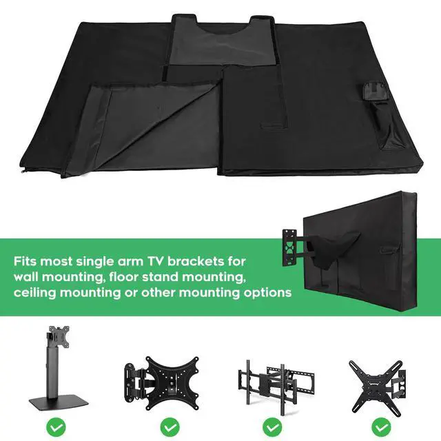 Alt view image 4 of 7 - Outdoor Waterproof TV Cover 70-75 Inch with Zipper | 600D Thick Fabric All Around Protector, Waterproof and Weatherproof, 68"W x 42"H x 5"D, Black | for Outside Flat Screen TV
