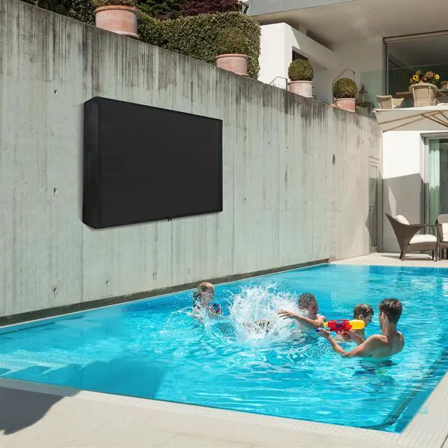 Alt view image 7 of 7 - Outdoor Waterproof TV Cover 70-75 Inch with Zipper | 600D Thick Fabric All Around Protector, Waterproof and Weatherproof, 68"W x 42"H x 5"D, Black | for Outside Flat Screen TV