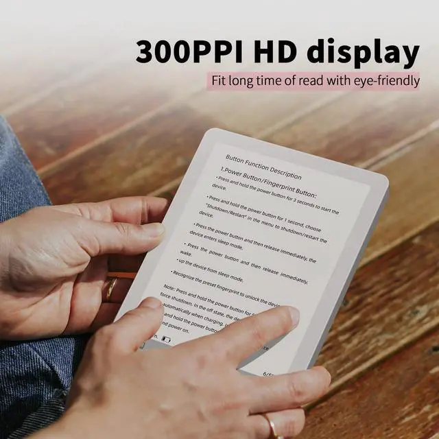 Alt view image 2 of 7 - B6 e-Reader with B/W Display, 6 Inch E-Ink eBook Readers Android eReaders ePaper Tablet with 4GB+64GB, Octa Core & Android 14 OS, Eink eReader Device with Adjustable Front Light Ivory White
