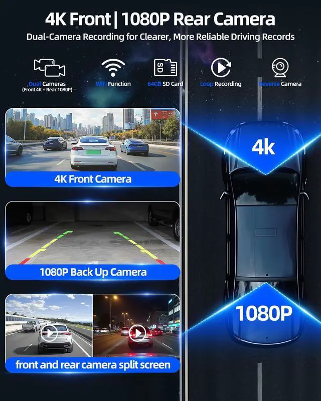 Alt view image 6 of 7 - 11.5" Wireless Apple CarPlay Screen for Car, Portable Car Play & Android Auto Touch Screen Car Stereo with App Control, 4K Dash Cam 1080P Backup Camera, GPS, Voice Control, Mirror Link FM All Vehicles