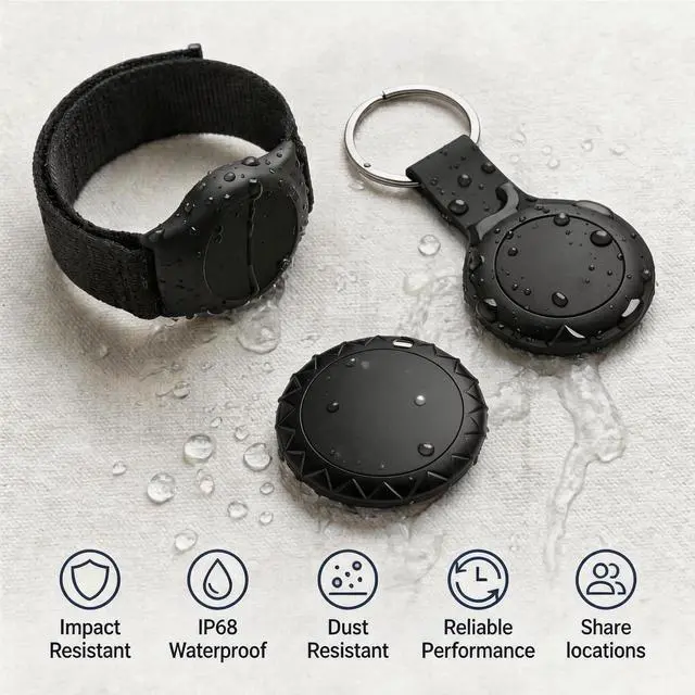 Alt view image 3 of 7 - GPS Tracker for Kids, Real-Time GPS Tracking Device for Seniors w/Wearable Wristband & Keychain Design, No Monthly Fee/No SIM Card, Lightweight Locator Works w/iOS Find MyMFi Certified Long Standby