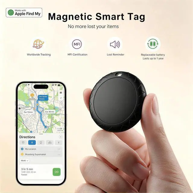 Alt view image 7 of 7 - GPS Tracker for Kids, Real-Time GPS Tracking Device for Seniors w/Wearable Wristband & Keychain Design, No Monthly Fee/No SIM Card, Lightweight Locator Works w/iOS Find MyMFi Certified Long Standby