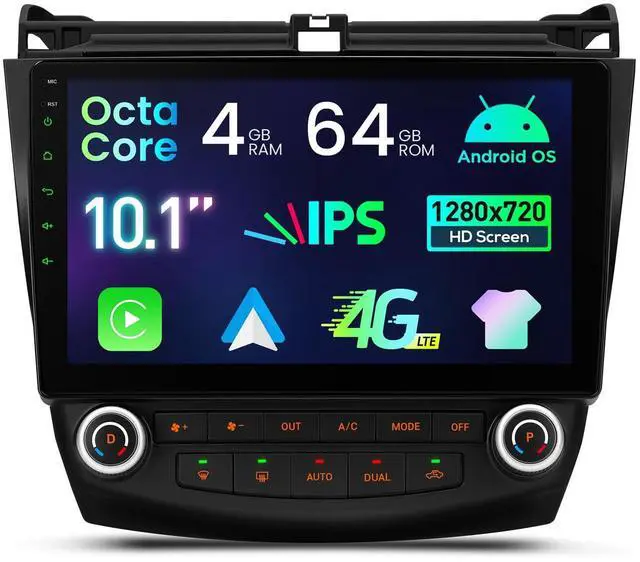 Main image of 10.1" Android 14 Car Stereo for Honda Accord 7th 2003-2007 (4+64GB) | 4GB 64GB, IPS Touchscreen, Octa Core, Wireless CarPlay, 4G LTE, Dual WiFi, DSP 4x45W, GPS, AHD Camera, AC Display