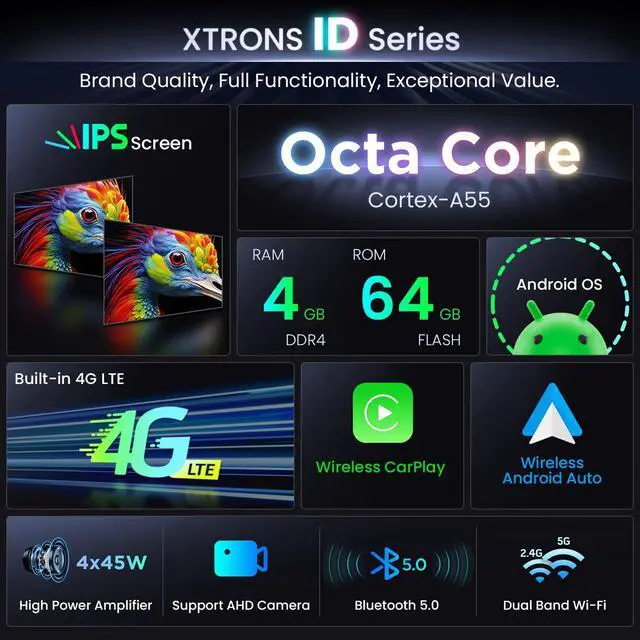 Alt view image 3 of 7 - 10.1" Android 14 Car Stereo for Honda Accord 7th 2003-2007 (4+64GB) | 4GB 64GB, IPS Touchscreen, Octa Core, Wireless CarPlay, 4G LTE, Dual WiFi, DSP 4x45W, GPS, AHD Camera, AC Display