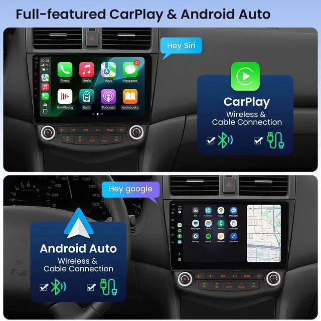 Alt view image 4 of 7 - 10.1" Android 14 Car Stereo for Honda Accord 7th 2003-2007 (4+64GB) | 4GB 64GB, IPS Touchscreen, Octa Core, Wireless CarPlay, 4G LTE, Dual WiFi, DSP 4x45W, GPS, AHD Camera, AC Display