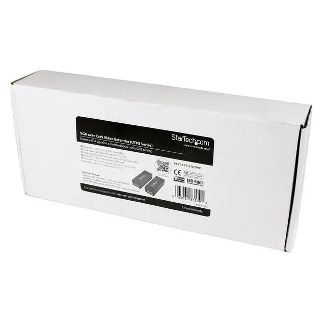 Alt view image 5 of 6 - StarTech VGA Over Cat5 Extender, 250ft (80m), 1 Local 1 Remote (ST121UTPEP) | VGA over Cat5 Ethernet extender kit, Extends video up to 250ft (80m), Bracket included