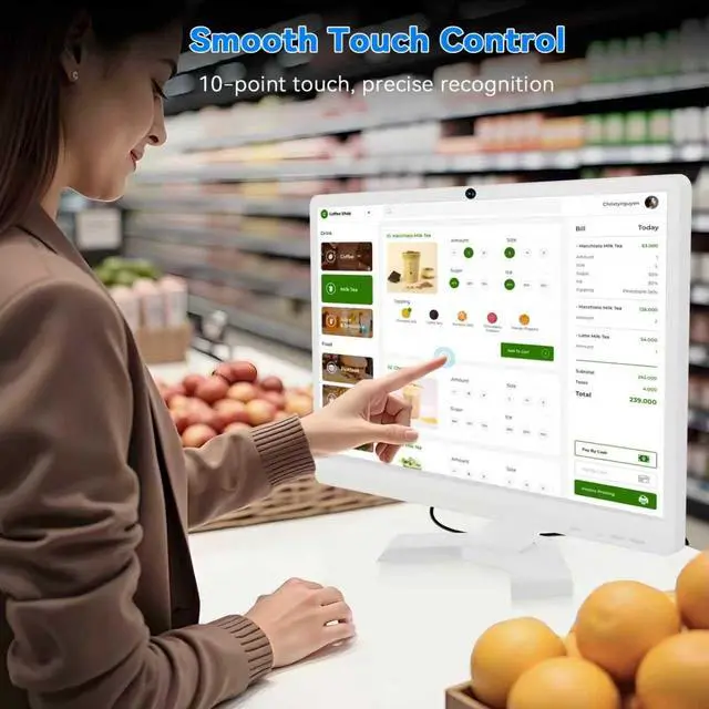 Alt view image 2 of 7 - 22 inch Touch Screen Monitor with Webcam FHD 1920x1080P Computer Monitor FreeSync HDR HDMI Ports Eye Care Frameless VESA Mount