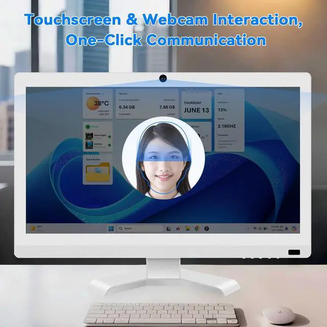 Alt view image 3 of 7 - 22 inch Touch Screen Monitor with Webcam FHD 1920x1080P Computer Monitor FreeSync HDR HDMI Ports Eye Care Frameless VESA Mount