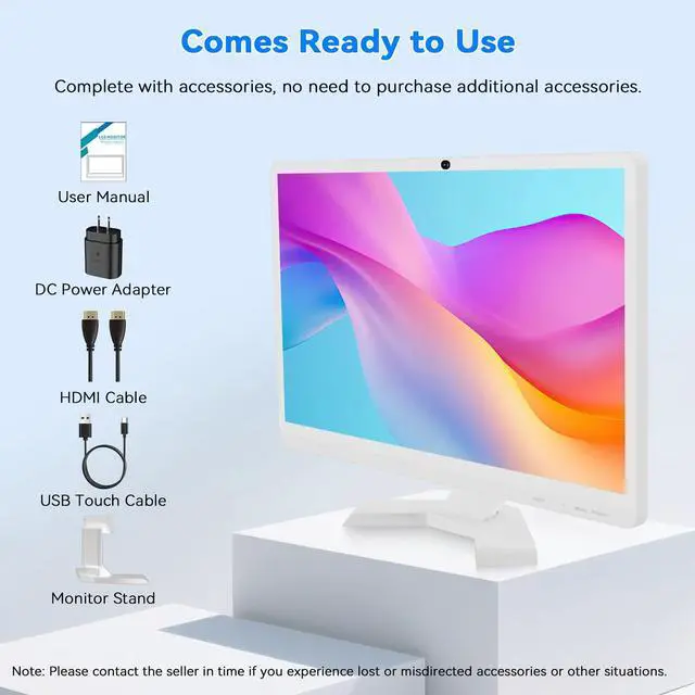 Alt view image 7 of 7 - 22 inch Touch Screen Monitor with Webcam FHD 1920x1080P Computer Monitor FreeSync HDR HDMI Ports Eye Care Frameless VESA Mount
