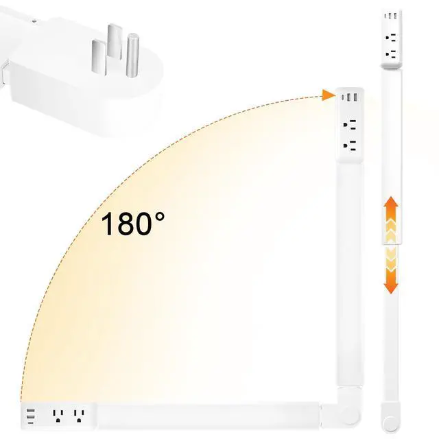 Alt view image 2 of 7 - Outlet Extender, Electrical Outlet Extender Stick 22-34" Extendable 180° Rotating Wall Charger, USB C Power Socket Expander with 2 AC, 2 USB-A & 1 USB-C for Home Office Behind Couch
