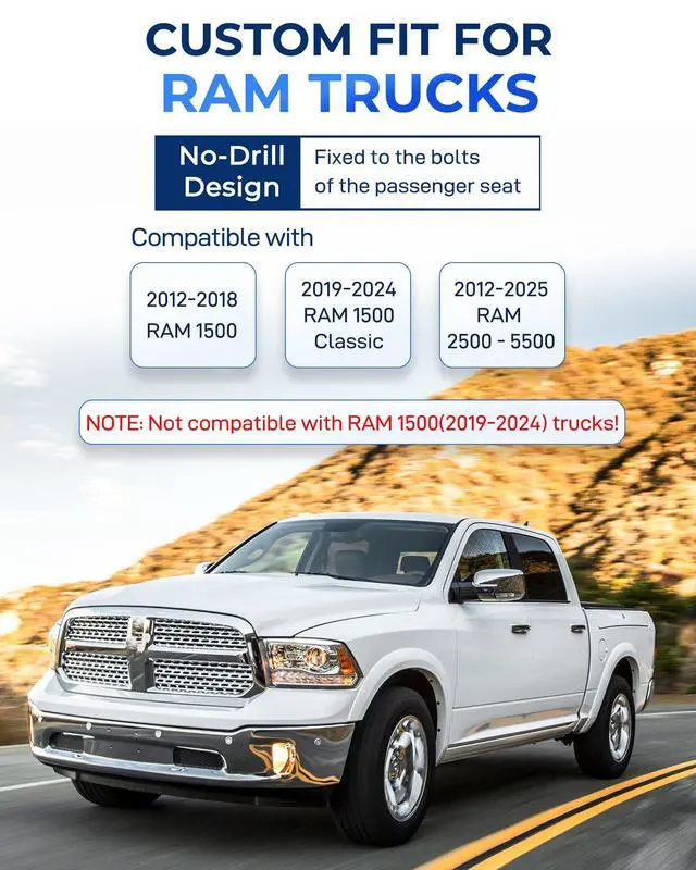 Alt view image 2 of 7 - Truck Laptop Mount Fit for 2012-2025 Dodge Ram 1500 2500 3500 4500 5500, No-Drill Vehicle Computer Mount for Truck