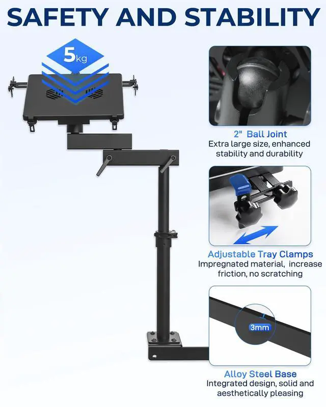 Alt view image 4 of 7 - Truck Laptop Mount Fit for 2012-2025 Dodge Ram 1500 2500 3500 4500 5500, No-Drill Vehicle Computer Mount for Truck