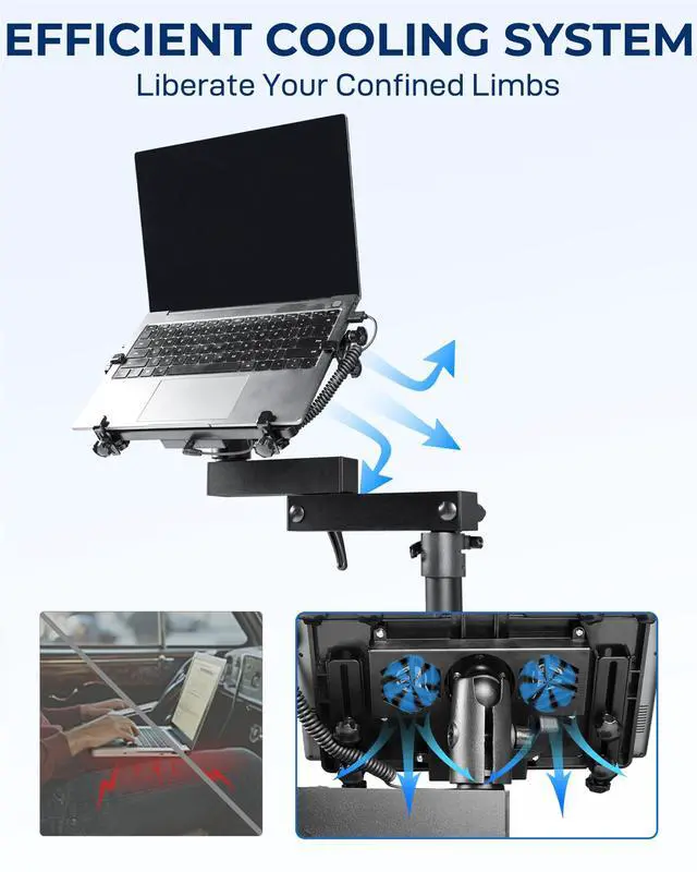 Alt view image 7 of 7 - Truck Laptop Mount Fit for 2012-2025 Dodge Ram 1500 2500 3500 4500 5500, No-Drill Vehicle Computer Mount for Truck