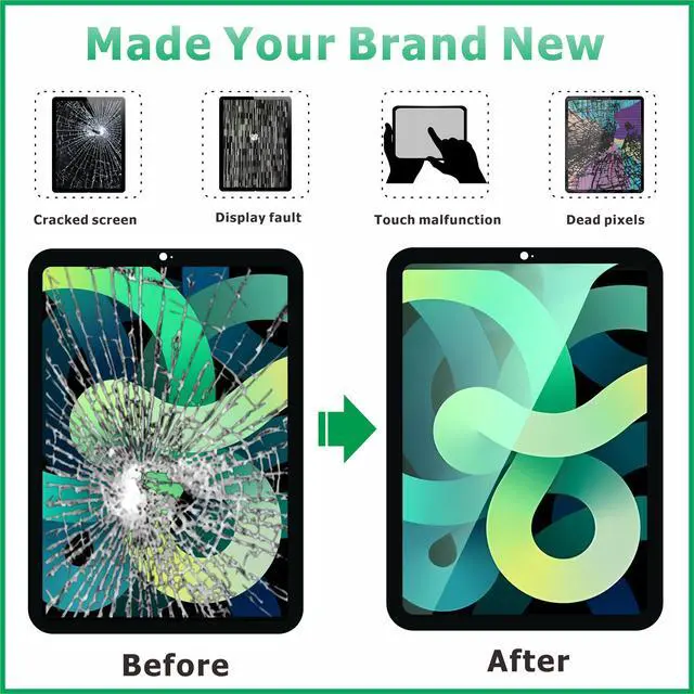 Alt view image 5 of 6 - for iPad Air 4 4th Gen (2020) 10.9 Screen Replacement LCD Display for A2324 A2316 A2325 A2072 Touch Screen Digitizer Full Assembly with Tools
