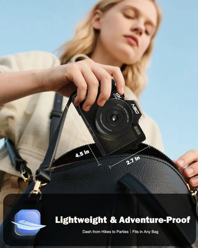 Alt view image 7 of 7 - 8K Digital Cameras for Photography,64MP Camara Fotograficas,Travel Vlogging Cameras for YouTube with 180°Flip Screen,16X Digital Zoom,2 Batteries,32GB TF Card,52mm Macro Lens (Black)