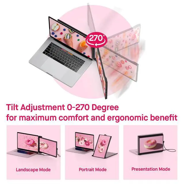Alt view image 4 of 7 - Max DS 14.1" Portable Monitor for Laptop, 2026 Upgrade Mobile Pixels | Full HD IPS Dual Monitor for laptops, USB C/USB A/HDMI Powered Plug and Play Portable Display,Windows/Apple Compatible
