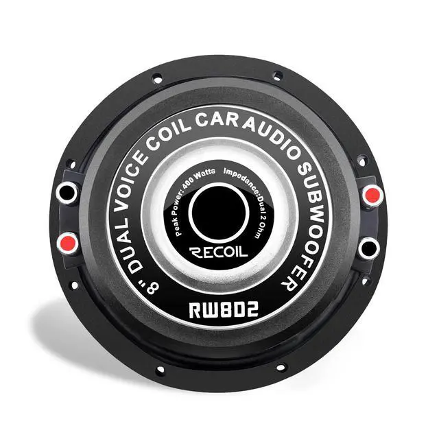 Alt view image 5 of 6 - RW8D2 8 Inch 400W Power Dual 2 Ohm Voice Coil Car Audio Subwoofer | 2" Black-Coated 4 Layer High Temperature Voice Coil, Competition Grade Pressed Paper Cone