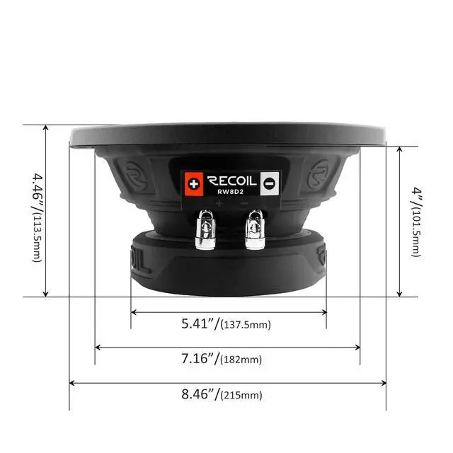 Alt view image 6 of 6 - RW8D2 8 Inch 400W Power Dual 2 Ohm Voice Coil Car Audio Subwoofer | 2" Black-Coated 4 Layer High Temperature Voice Coil, Competition Grade Pressed Paper Cone