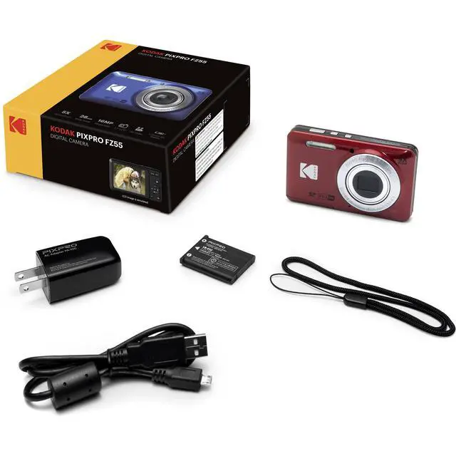 Alt view image 4 of 7 - Kodak PIXPRO FZ55 Red 16MP Digital Camera 5X Optical Zoom 28mm Wide Angle 1080P Full HD Video 2.7" LCD Camera + 64GB Card and Reader + Case + Memory Wallet + Tripod + Cleaning Bundle