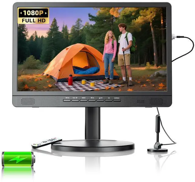 Main image of 18.5" Portable TV with Antenna, 6500mAh Built-in Power Operated TV | 12 Volt Small TV Support HDMI/AV/USB/Headphone Jack Input, Portable TV for Camping, RV, Patio, Kitchen, Indoor, Outdoor