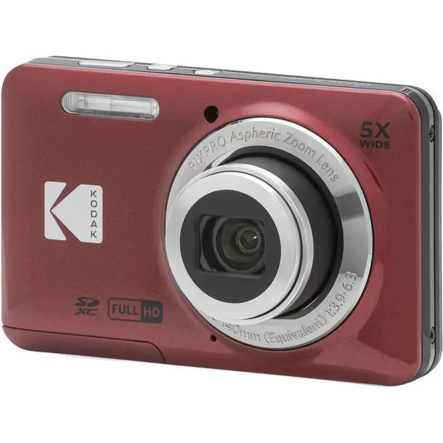 Alt view image 7 of 7 - Kodak PIXPRO FZ55 Red 16MP Digital Camera 5X Optical Zoom 28mm Wide Angle 1080P Full HD Video 2.7" LCD Camera + 64GB Card and Reader + Case + Memory Wallet + Tripod + Cleaning Bundle