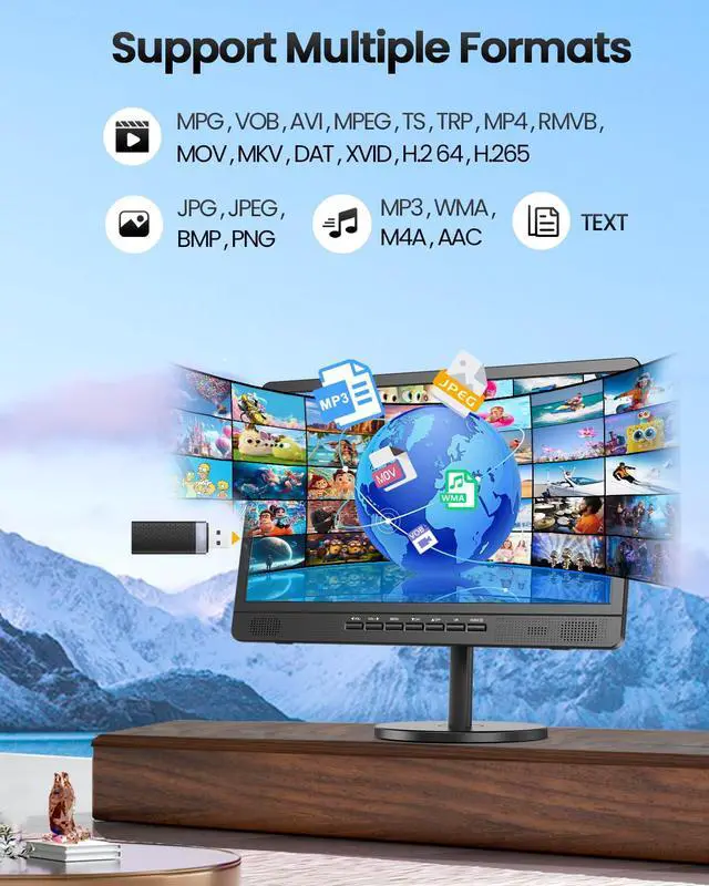 Alt view image 6 of 7 - 18.5" Portable TV with Antenna, 6500mAh Built-in Power Operated TV | 12 Volt Small TV Support HDMI/AV/USB/Headphone Jack Input, Portable TV for Camping, RV, Patio, Kitchen, Indoor, Outdoor