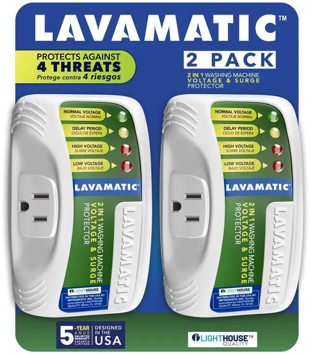 Main image of 2 in 1 Voltage & Surge Protector for Washing Machine (2 Pack) | Protects refrigerators Up to 27 cu. ft. against high and low voltage, brownouts and spikes. Includes safety delay time