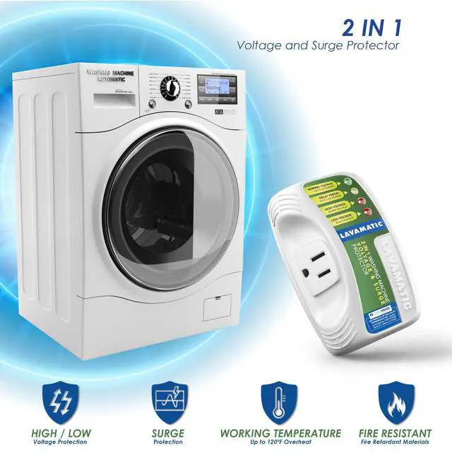 Alt view image 3 of 6 - 2 in 1 Voltage & Surge Protector for Washing Machine (2 Pack) | Protects refrigerators Up to 27 cu. ft. against high and low voltage, brownouts and spikes. Includes safety delay time