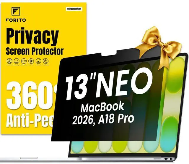 Main image of 360° Privacy Screen Protector Compatible with 2026 MacBook Neo 13 inch A18 Pro Chip A3404 - Anti Blue Light Anti Glare and Scratch Resistant Laptop Privacy Screen Shield