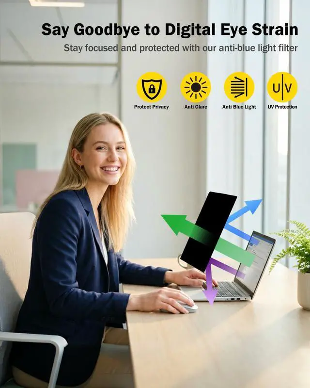 Alt view image 4 of 7 - 360° Privacy Screen Protector Compatible with 2026 MacBook Neo 13 inch A18 Pro Chip A3404 - Anti Blue Light Anti Glare and Scratch Resistant Laptop Privacy Screen Shield
