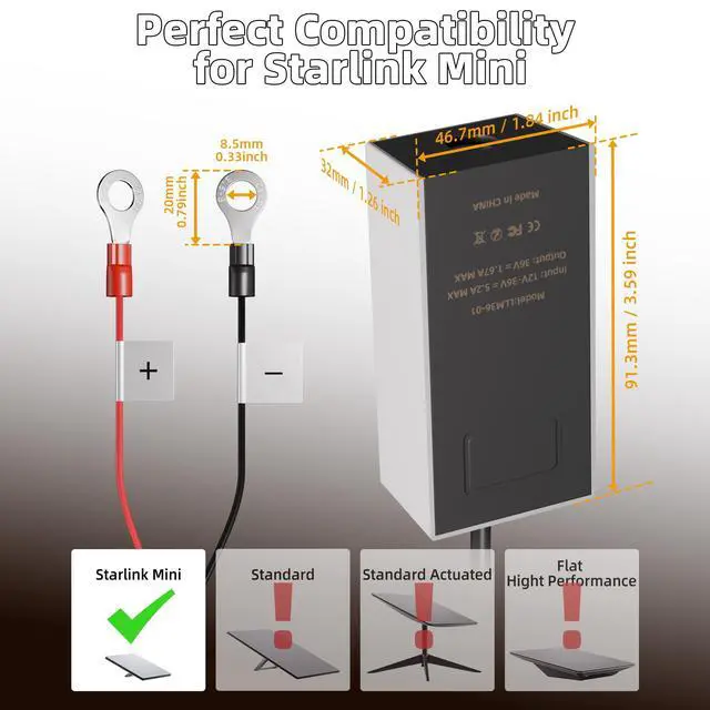 Alt view image 2 of 7 - Starlink Mini Battery Adapter, 12V-24V Input 36V Output DC Step Up Converter, Portable Power Supply for Starlink Mini, Ideal for Rv, Camping, and Boat