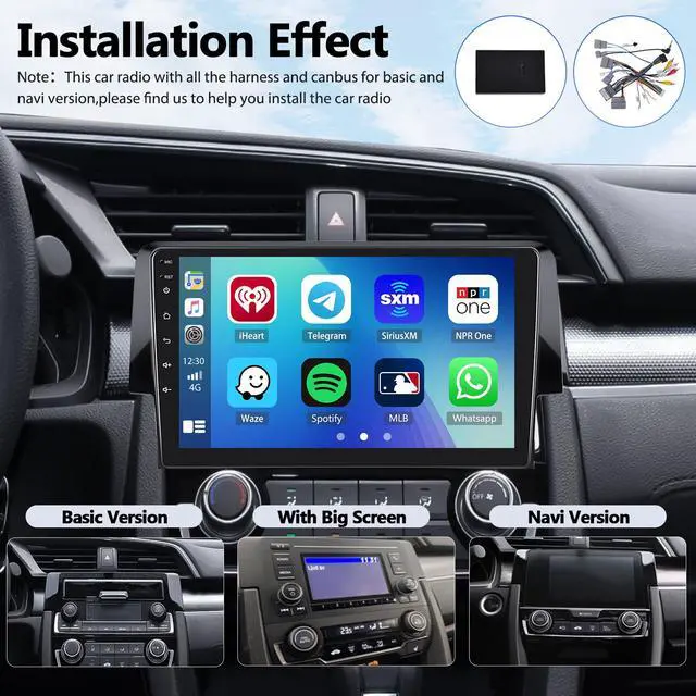 Alt view image 2 of 7 - Android 15 Car Stereo for Honda Civic 2016-2021 with Wireless Carplay Android Auto Support OEM Backup Camera Steering Wheel Control 9 Inch Touchscreen GPS Navigation WiFi Bluetooth FM HiFi