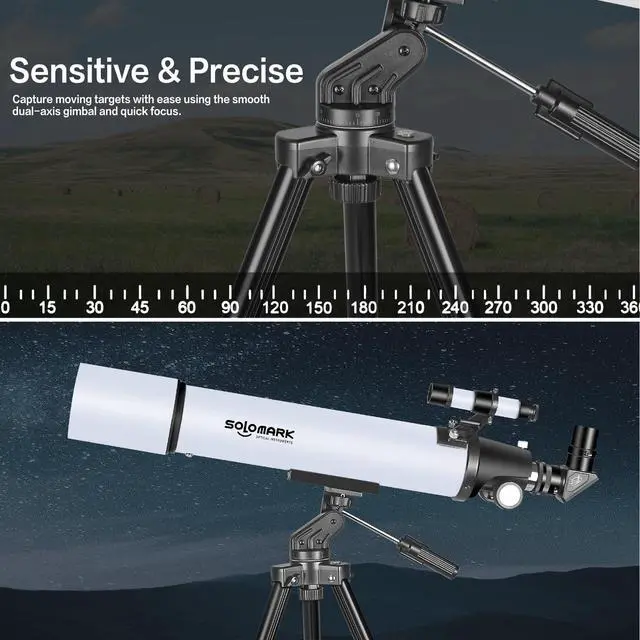 Alt view image 4 of 7 - Telescope for Adults High Powered, 80mm Aperture 900mm Professional Refractor Telescope for Adults & Beginners, Compact and Portable Travel Telescopio with Carrying Bag and Designed Phone Adapter