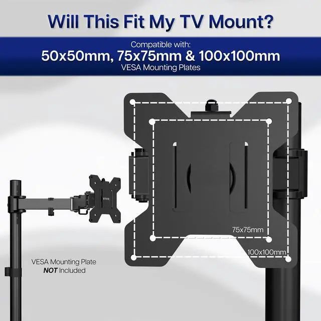 Alt view image 4 of 7 - Steel VESA TV and Monitor Mount Adapter Plate Bracket for Screens 23" to 42" | Conversion Kit for VESA up to 200x200mm (MOUNT-AD2X2)