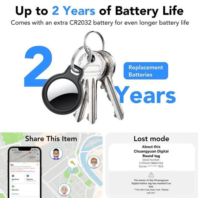 Alt view image 3 of 7 - Air Tracker Tags-4 Pack for Apple Find My (iOS Only), Bluetooth Tracker Tags for Keys Wallet Luggage Backpack, Smart Tag for iPhone iPad, 100dB Alerts, 2-Year Battery, IP68 Waterproof, with Holder