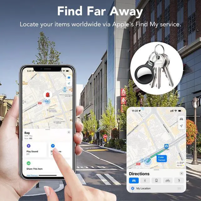 Alt view image 5 of 7 - Air Tracker Tags-4 Pack for Apple Find My (iOS Only), Bluetooth Tracker Tags for Keys Wallet Luggage Backpack, Smart Tag for iPhone iPad, 100dB Alerts, 2-Year Battery, IP68 Waterproof, with Holder