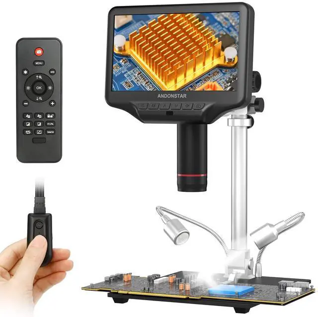 Main image of AD407 Pro 3D HDMI Soldering Digital Microscope | 7 Inch LCD, Pro Boom Arm Stand, Metal Lens, UV Filter, IPS LCD Screen, USB Video Microscopes for Phone Repairing, SMT SMD DIY