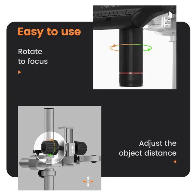 Alt view image 6 of 7 - AD407 Pro 3D HDMI Soldering Digital Microscope | 7 Inch LCD, Pro Boom Arm Stand, Metal Lens, UV Filter, IPS LCD Screen, USB Video Microscopes for Phone Repairing, SMT SMD DIY