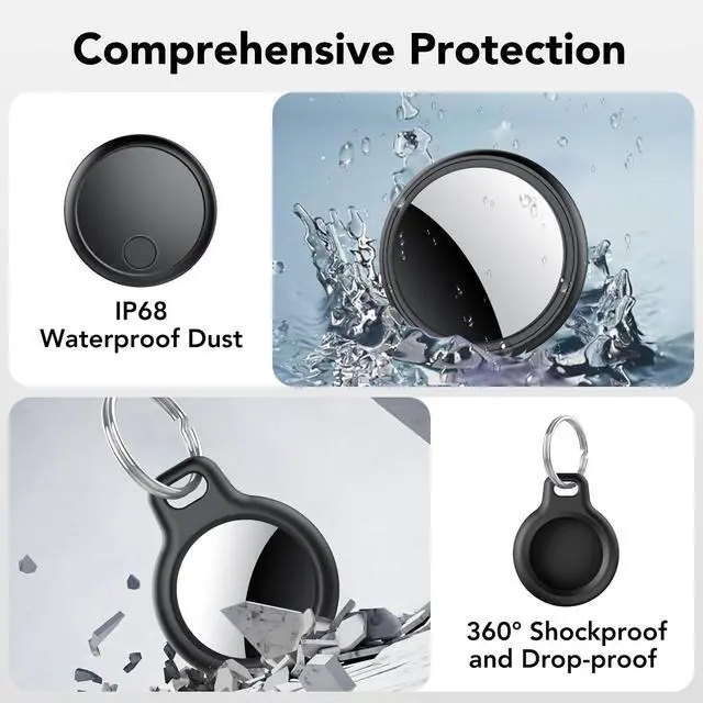 Alt view image 6 of 7 - Air Tracker Tags-4 Pack for Apple Find My (iOS Only), Bluetooth Tracker Tags for Keys Wallet Luggage Backpack, Smart Tag for iPhone iPad, 100dB Alerts, 2-Year Battery, IP68 Waterproof, with Holder