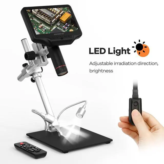 Alt view image 7 of 7 - AD407 Pro 3D HDMI Soldering Digital Microscope | 7 Inch LCD, Pro Boom Arm Stand, Metal Lens, UV Filter, IPS LCD Screen, USB Video Microscopes for Phone Repairing, SMT SMD DIY